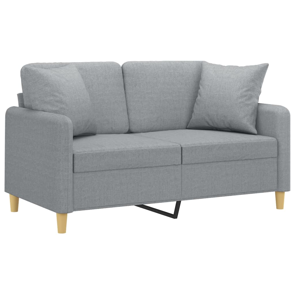 vidaXL 2-Sitzer-Sofa mit Zierkissen Hellgrau 120 cm Stoff