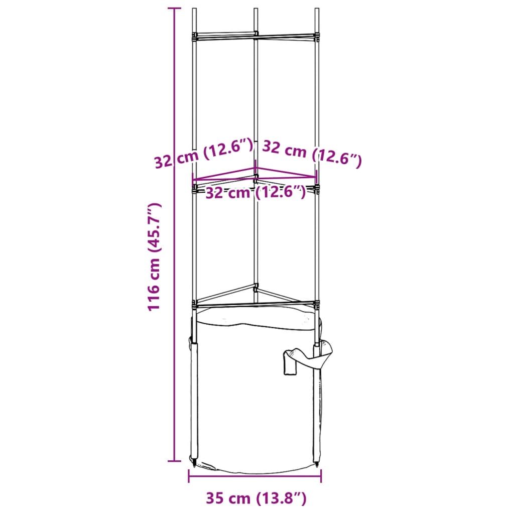 vidaXL Tomatenkäfig mit Pflanzsack 2 Stk. 116 cm Stahl und PP