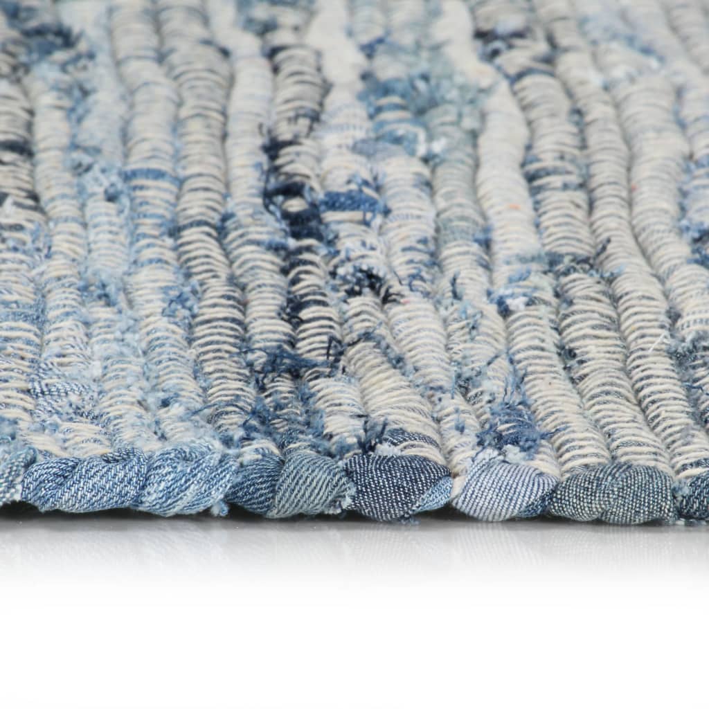 vidaXL Handgewebter Chindi-Teppich Denim 120 x 170 cm Blau