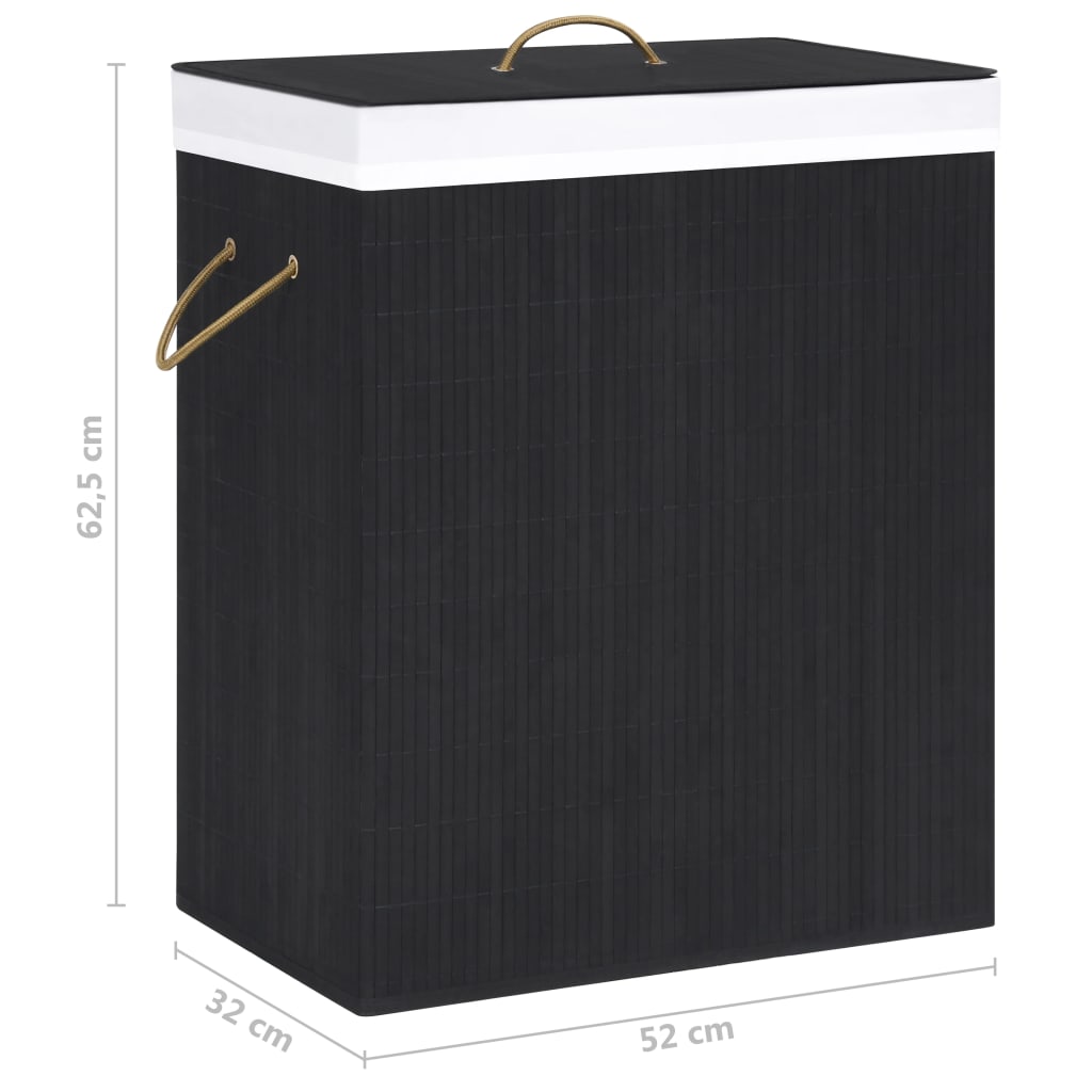 vidaXL Bambus-Wäschekorb mit 2 Fächern Schwarz 100 L