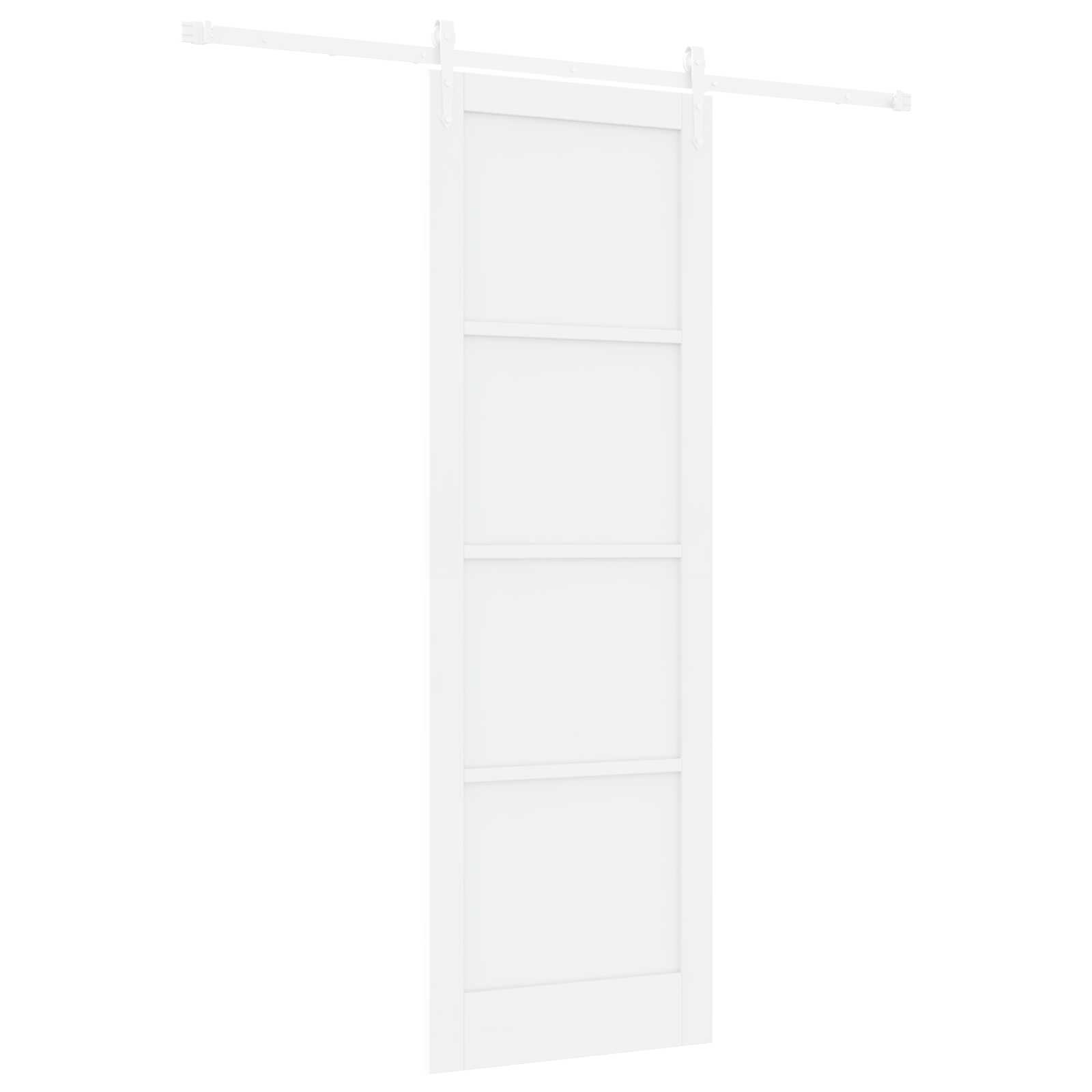 VidaXL Schiebetür Weiß 83x232 Cm - Moderne Kiefer & Opalglas Tür Mit Montageset