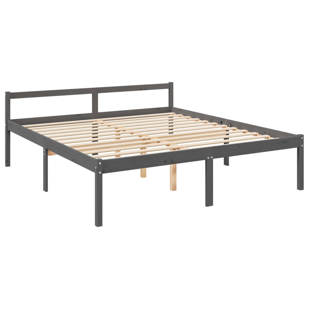 vidaXL Seniorenbett Grau 200x200 cm Massivholz Kiefer