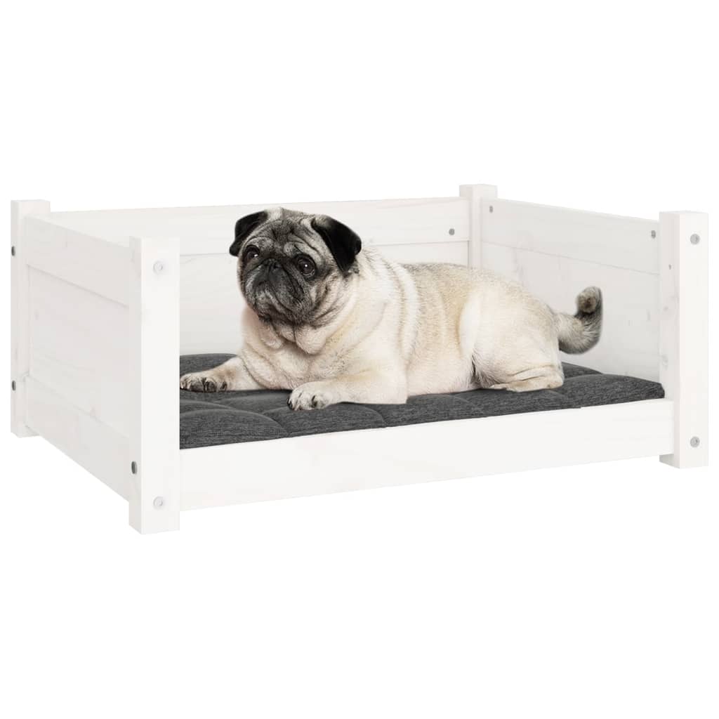 vidaXL Hundebett Weiß 65,5x50,5x28 cm Massivholz Kiefer