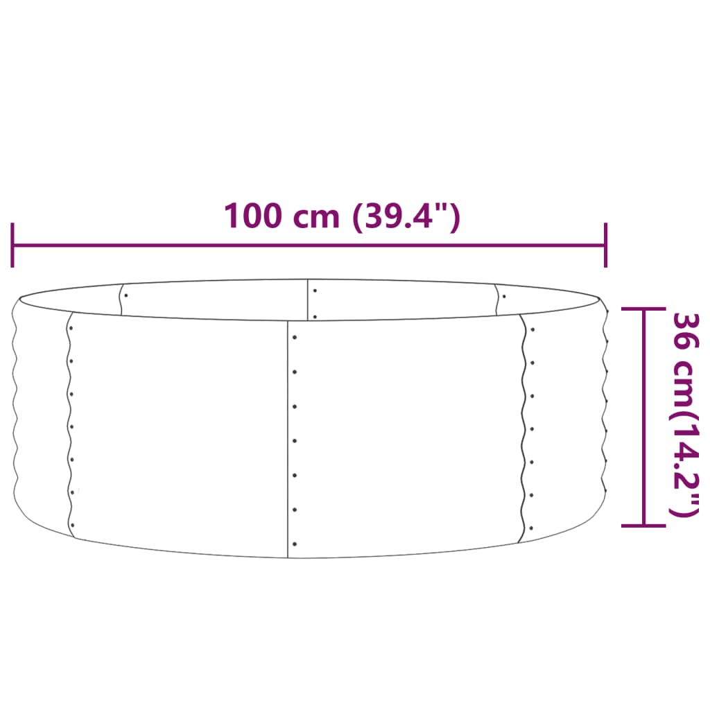 vidaXL Hochbeet Pulverbeschichteter Stahl 100x100x36 cm Silbern