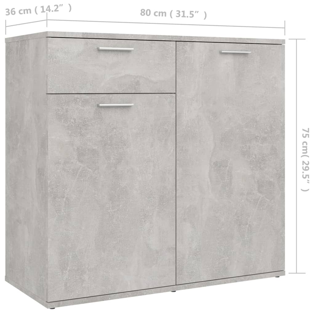 vidaXL Sideboard Betongrau 80x36x75 cm Holzwerkstoff