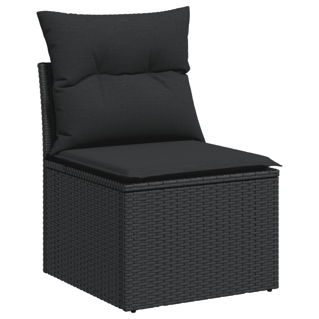 vidaXL 5-tlg. Garten-Sofagarnitur mit Kissen Schwarz Poly Rattan