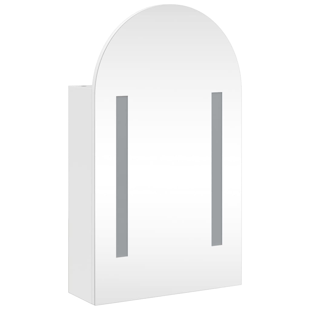 vidaXL Spiegelschrank mit LED-Beleuchtung Gewölbt Weiß 42x13x70 cm