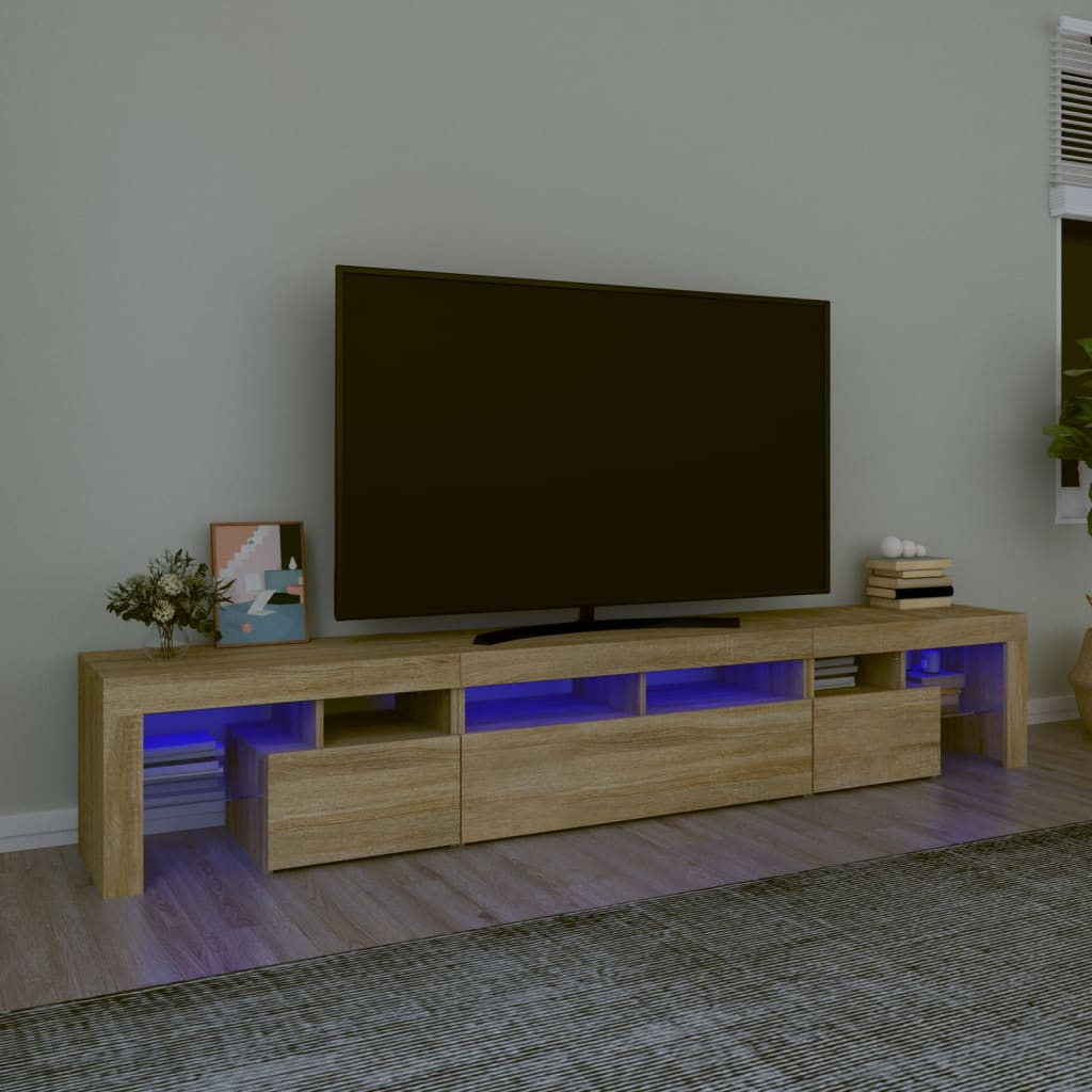vidaXL TV-Schrank mit LED-Leuchten Sonoma-Eiche 230x36,5x40 cm