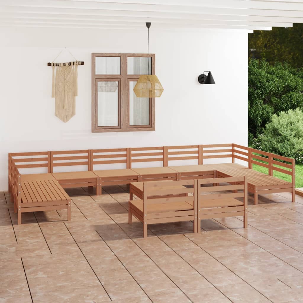 vidaXL 13-tlg. Garten-Lounge-Set Honigbraun Massivholz Kiefer