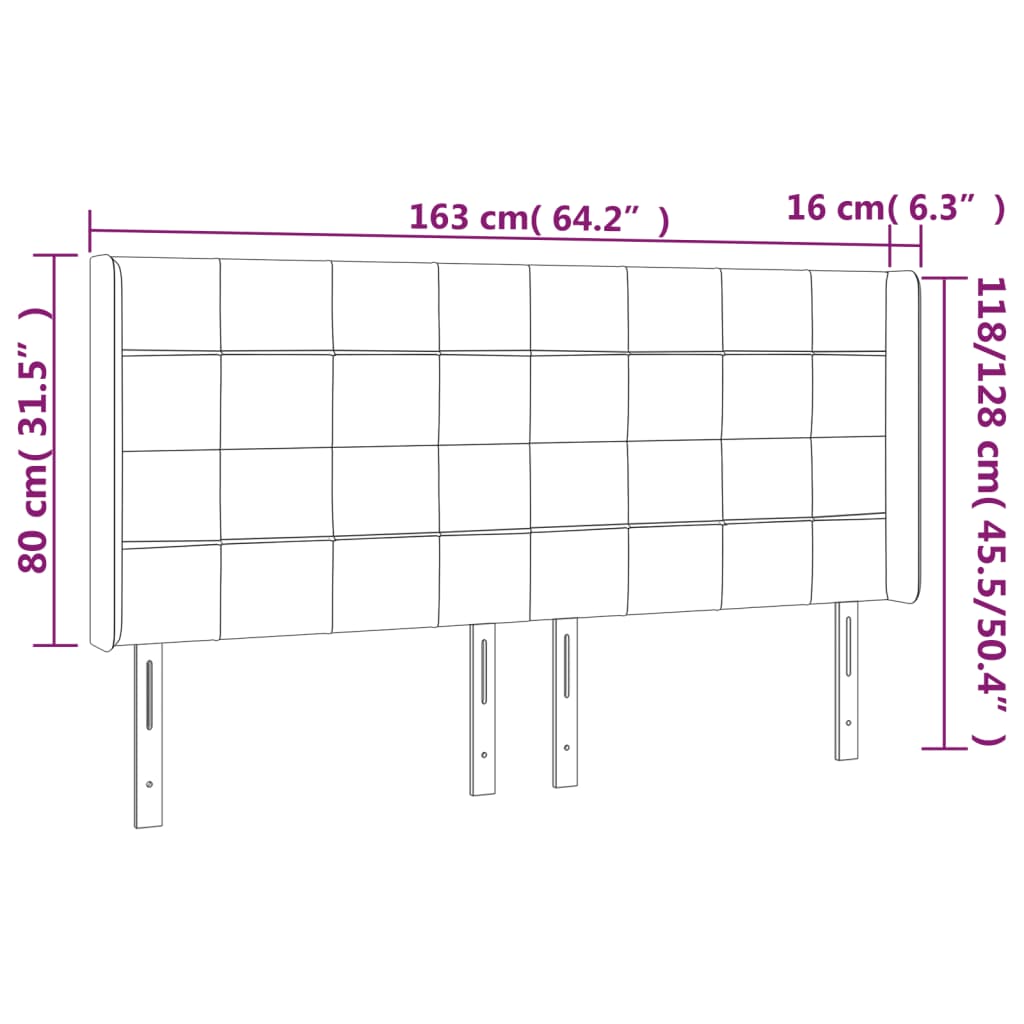 vidaXL LED Kopfteil Dunkelblau 163x16x118/128 cm Samt