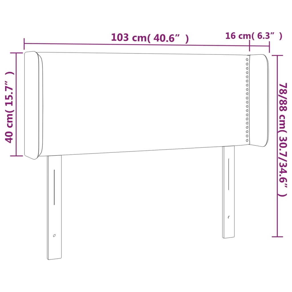 vidaXL Kopfteil mit Ohren Grau 103x16x78/88 cm Kunstleder