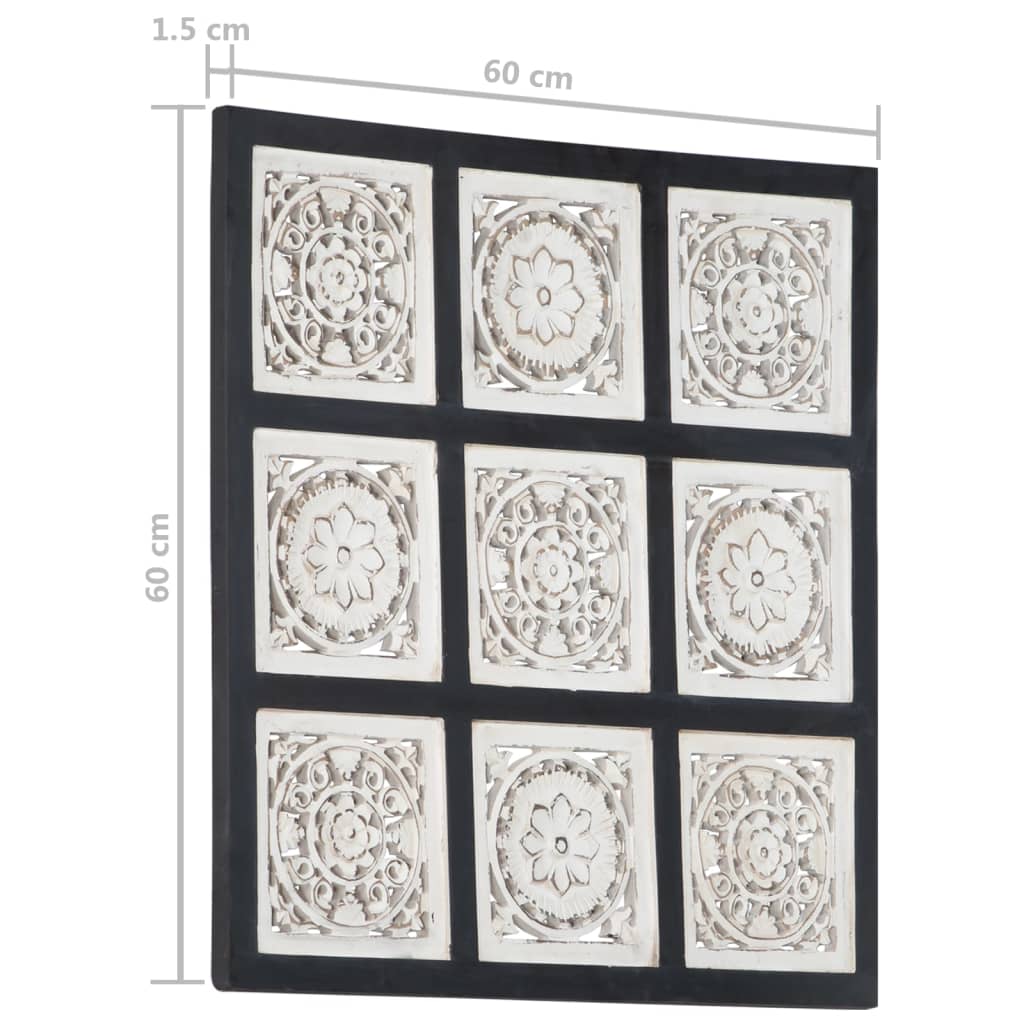 vidaXL Handgeschnitztes Wandpaneel MDF 60x60x1,5 cm Schwarz und Weiß