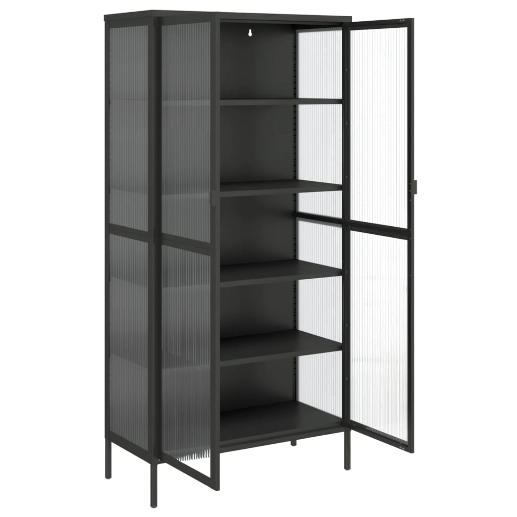 vidaXL Highboard Schwarz 85x40x180 cm Glas und Stahl