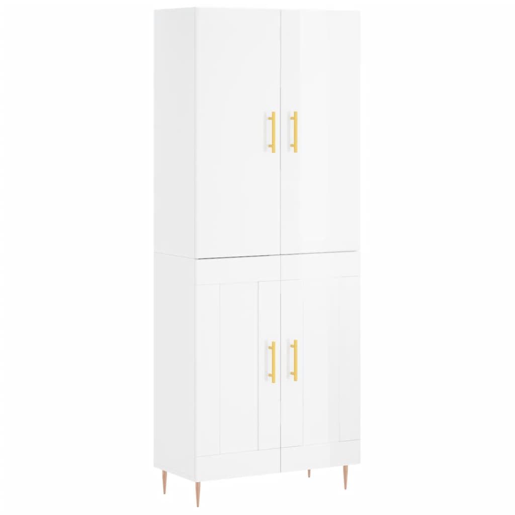 vidaXL Highboard Hochglanz-Weiß 69,5x34x180 cm Holzwerkstoff