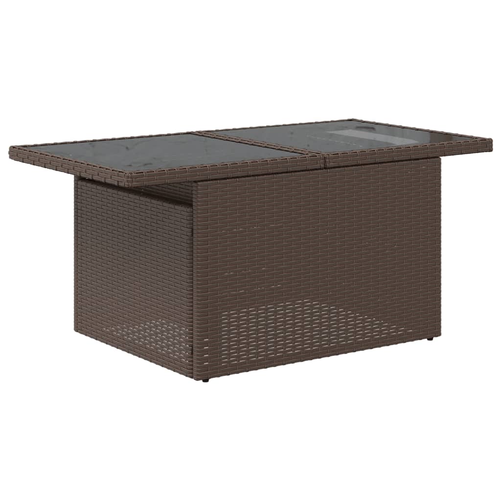 vidaXL Gartentisch mit Glasplatte Braun 100x55x73 cm Poly Rattan