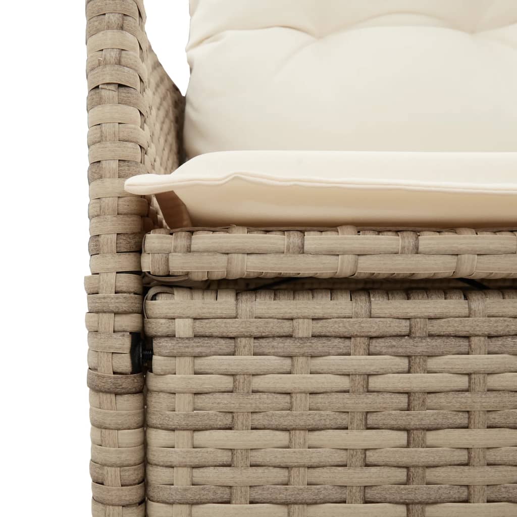 vidaXL 11-tlg. Garten-Bistro-Set mit Kissen Beige Poly Rattan