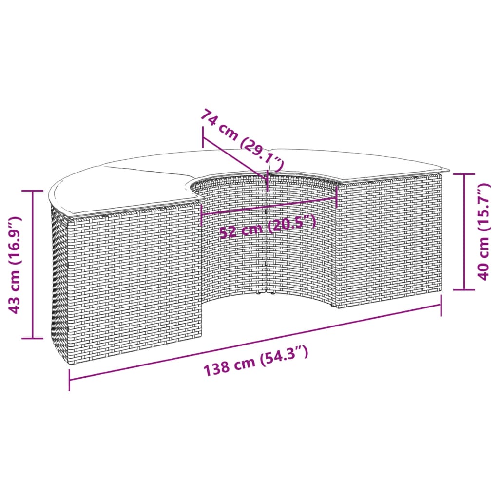 vidaXL Gartenhocker mit Kissen Grau Poly Rattan