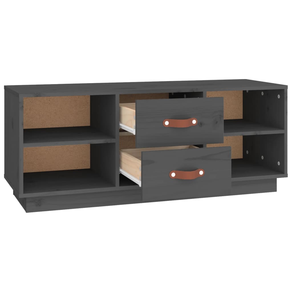 vidaXL TV-Schrank Grau 100x34x40 cm Massivholz Kiefer