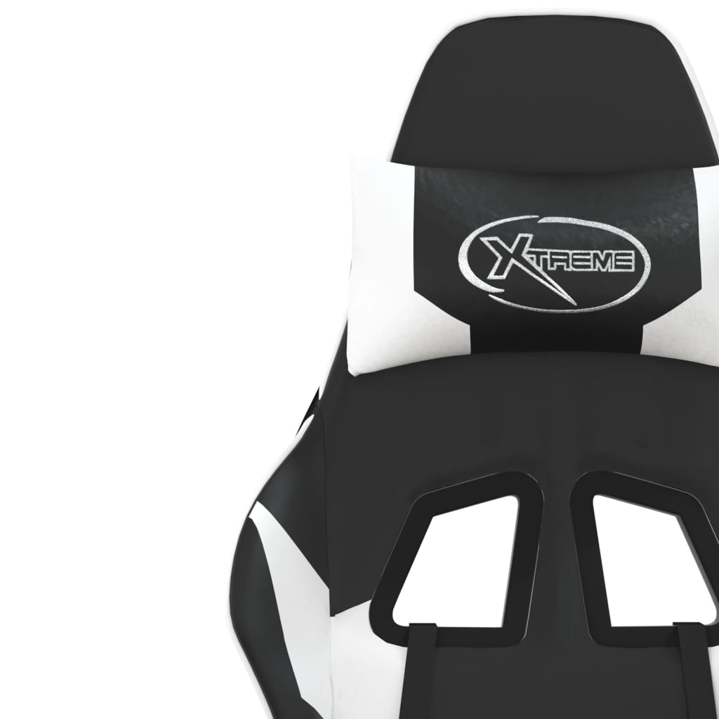 vidaXL Gaming-Stuhl mit Massagefunktion Schwarz und Weiß Kunstleder