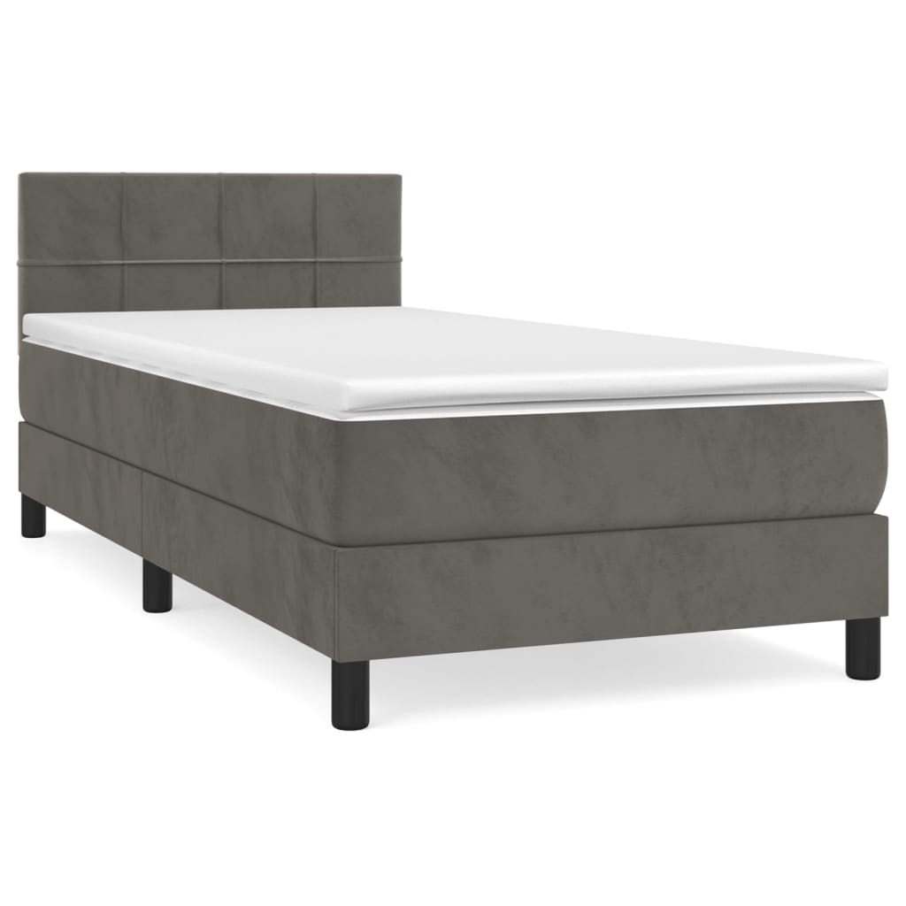 vidaXL Boxspringbett mit Matratze Dunkelgrau 80x200 cm Samt