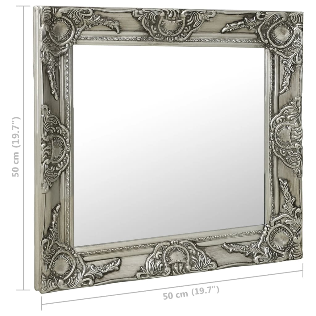 vidaXL Wandspiegel im Barock-Stil 50x50 cm Silbern