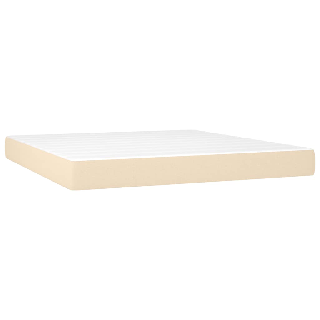 vidaXL Boxspringbett mit Matratze Creme 180x200 cm Stoff