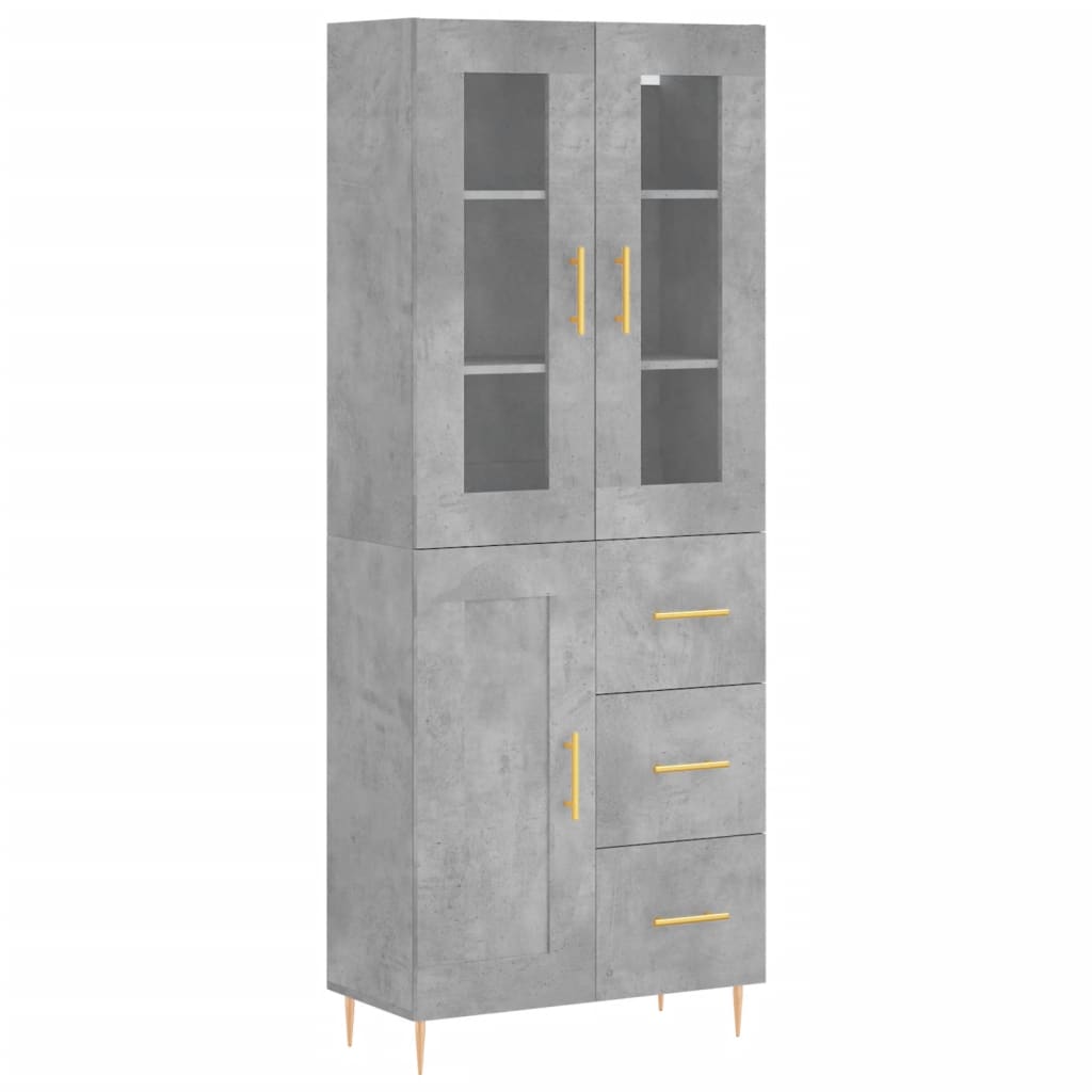 vidaXL Highboard Betongrau 69,5x34x180 cm Holzwerkstoff