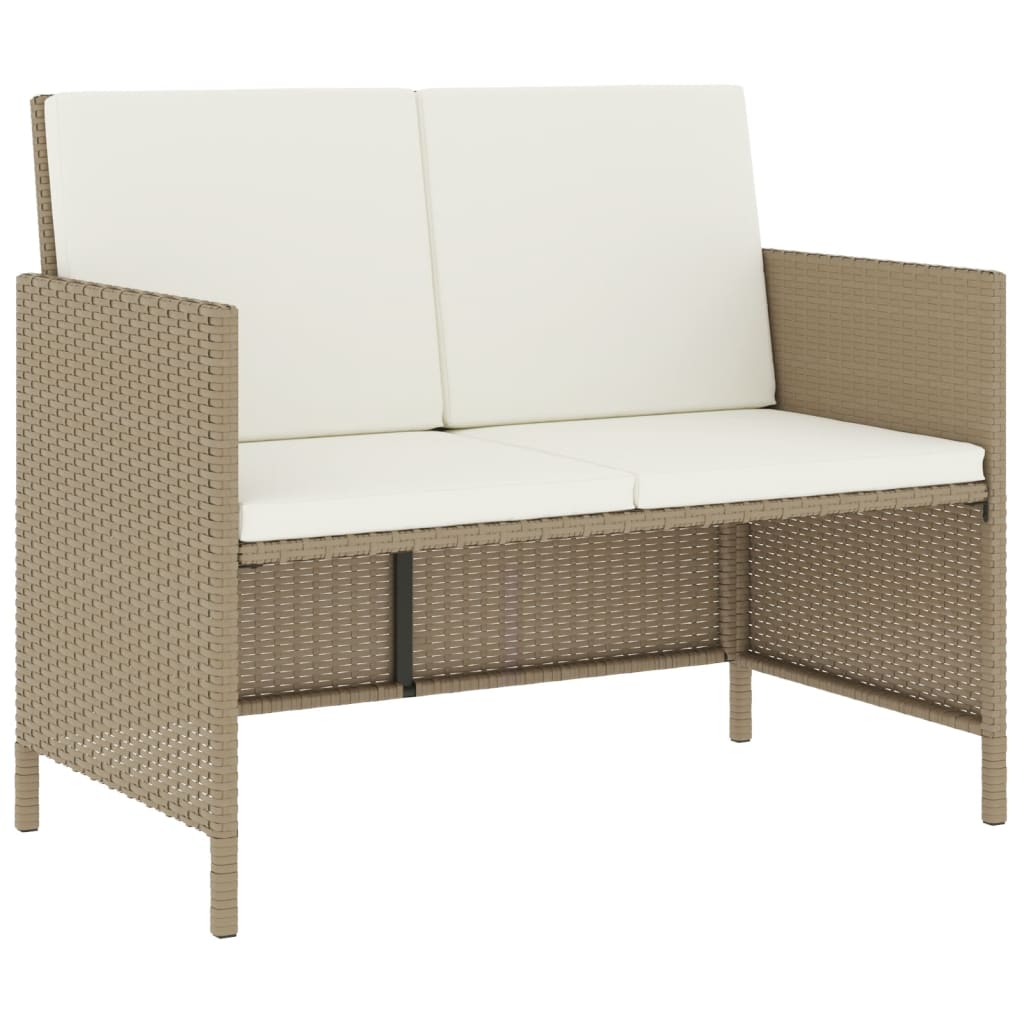 vidaXL 6-tlg. Garten-Essgruppe mit Kissen Beige Poly Rattan