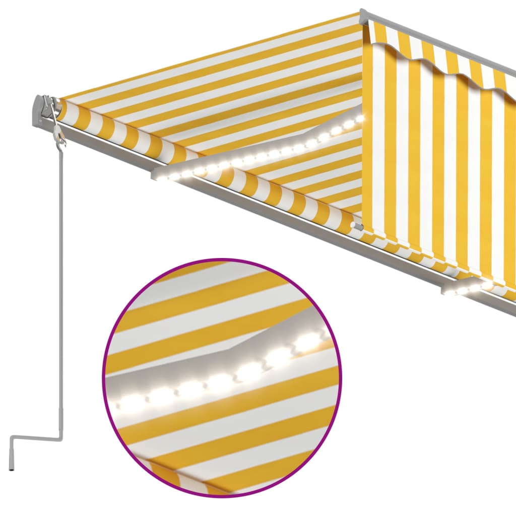 vidaXL Markise Automatisch mit Rollo LED Windsensor 3x2,5m Gelb Weiß