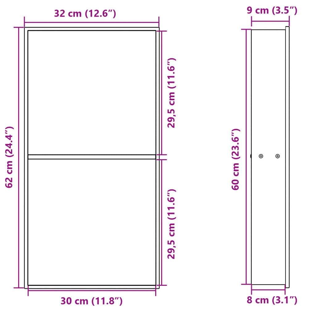 vidaXL Duschnische Mattschwarz 32x62x9 cm Edelstahl