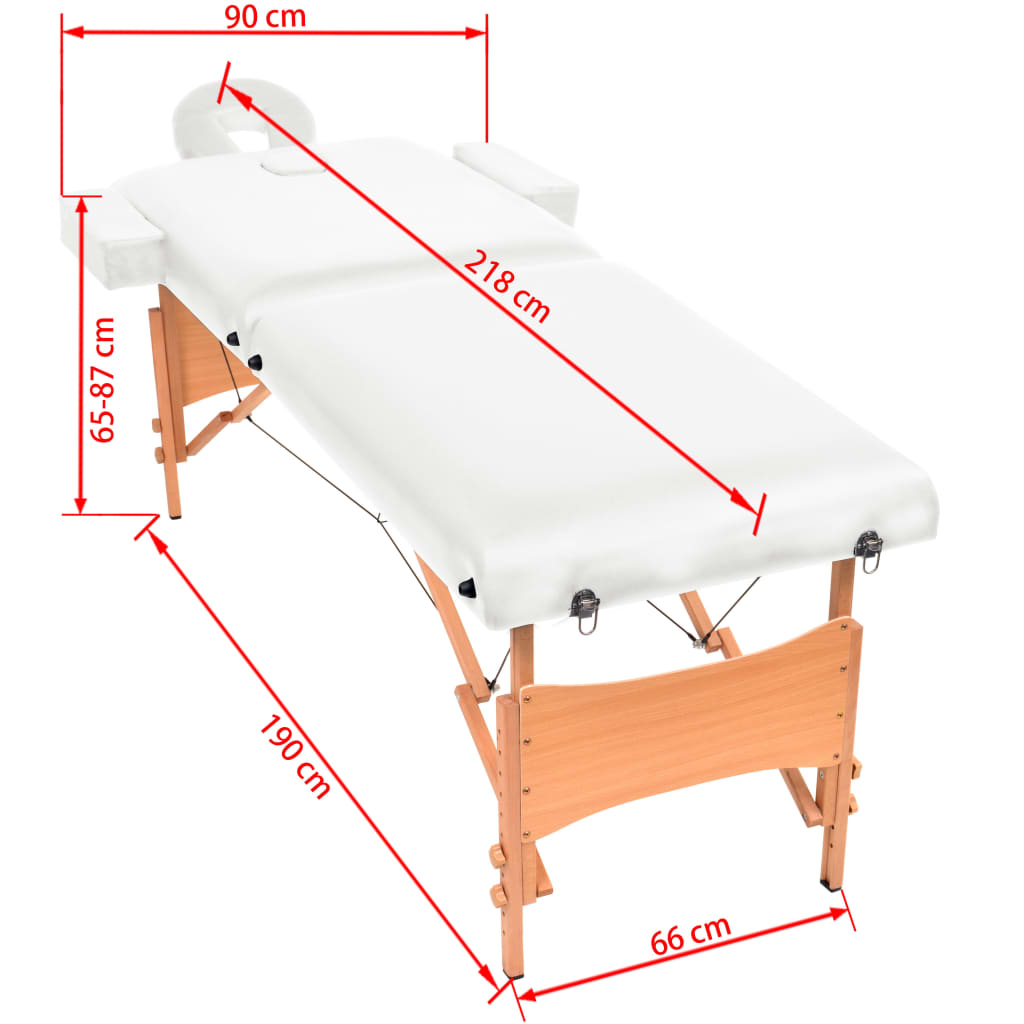 vidaXL Massageliege 2-Zonen Klappbar 10 cm Sitz Weiß