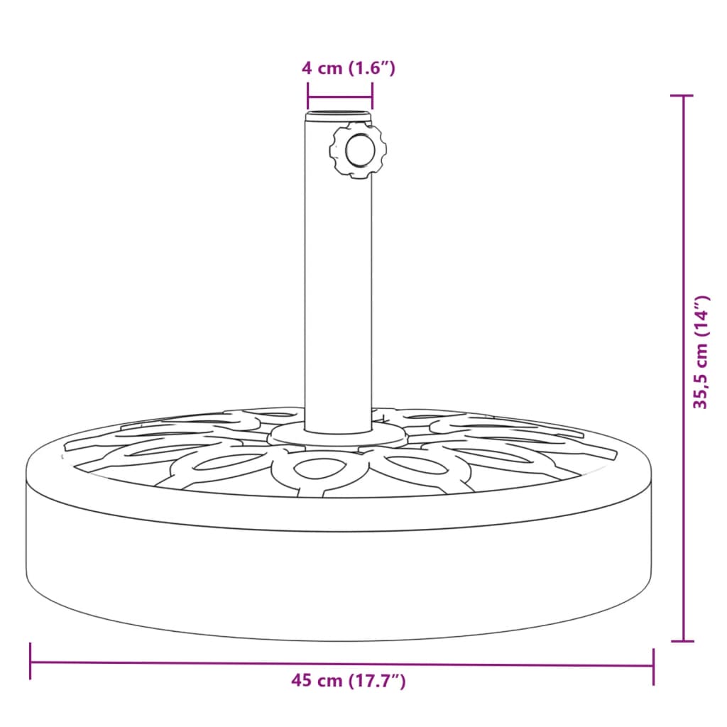 vidaXL Sonnenschirmständer für Ø38/48 mm Mast 25 kg Rund