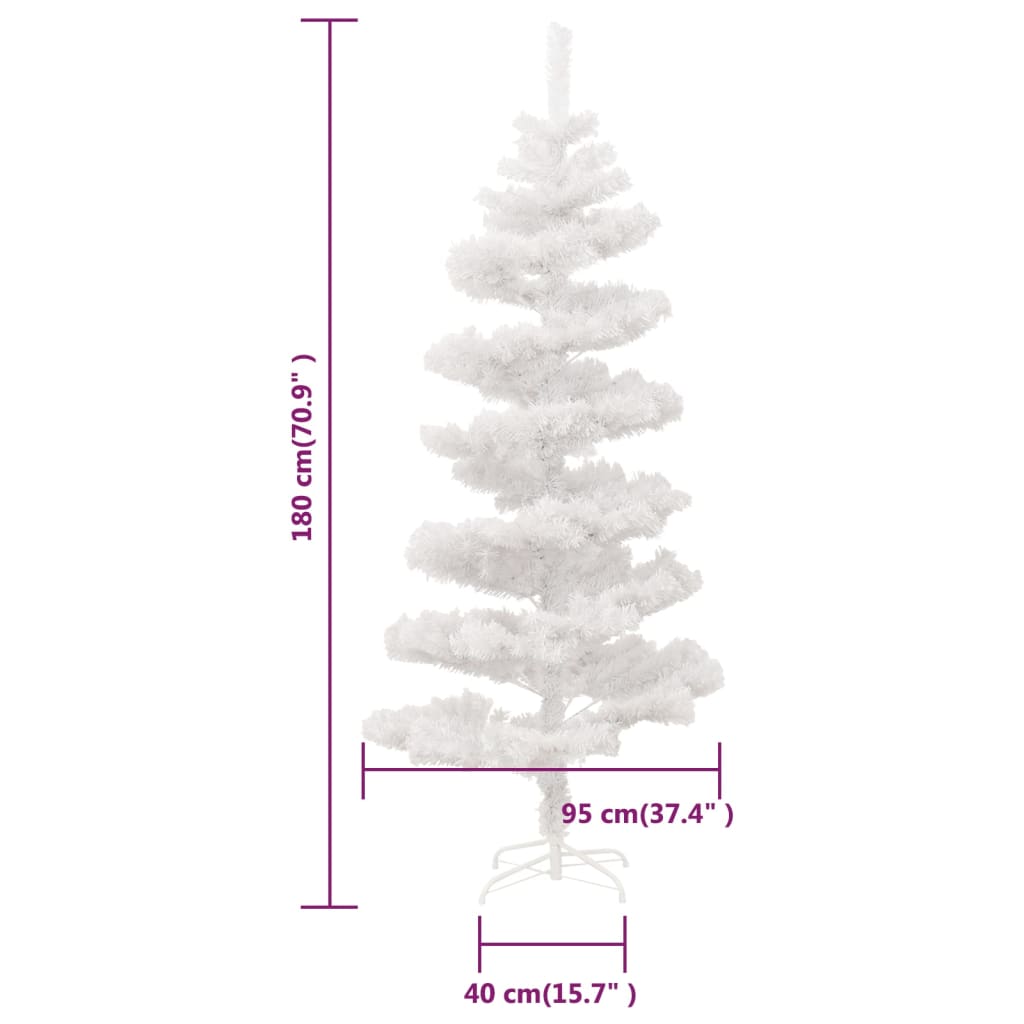vidaXL Spiral-Weihnachtsbaum mit Beleuchtung und Ständer Weiß 180 cm