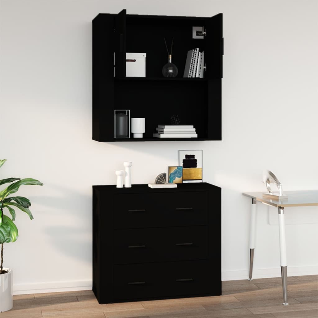 vidaXL Wandschrank Schwarz 80x33x80 cm Holzwerkstoff