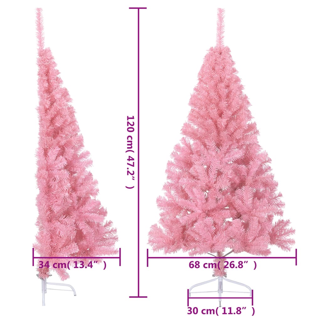 vidaXL Künstlicher Halb-Weihnachtsbaum mit Ständer Rosa 120 cm PVC