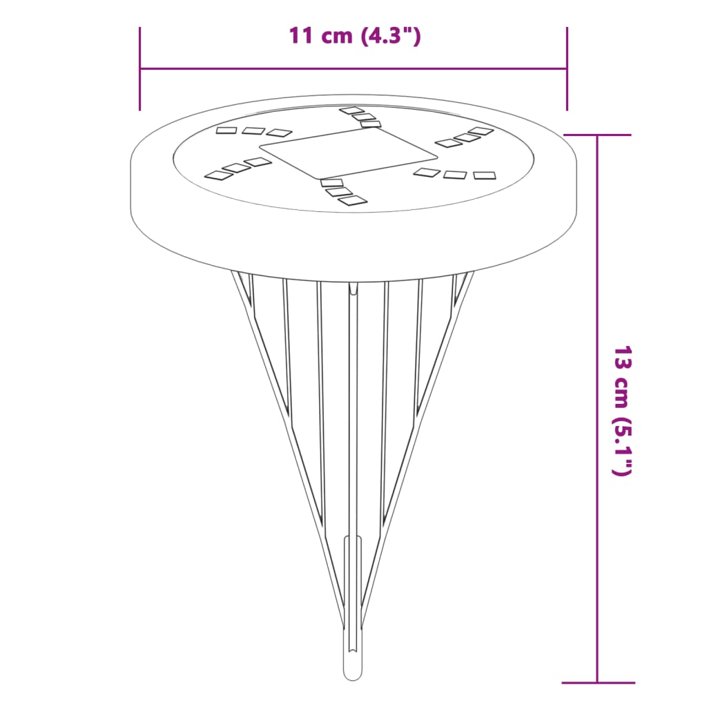 vidaXL Solar-Bodenleuchten mit Erdspieß 4 Stk. Warmweiß