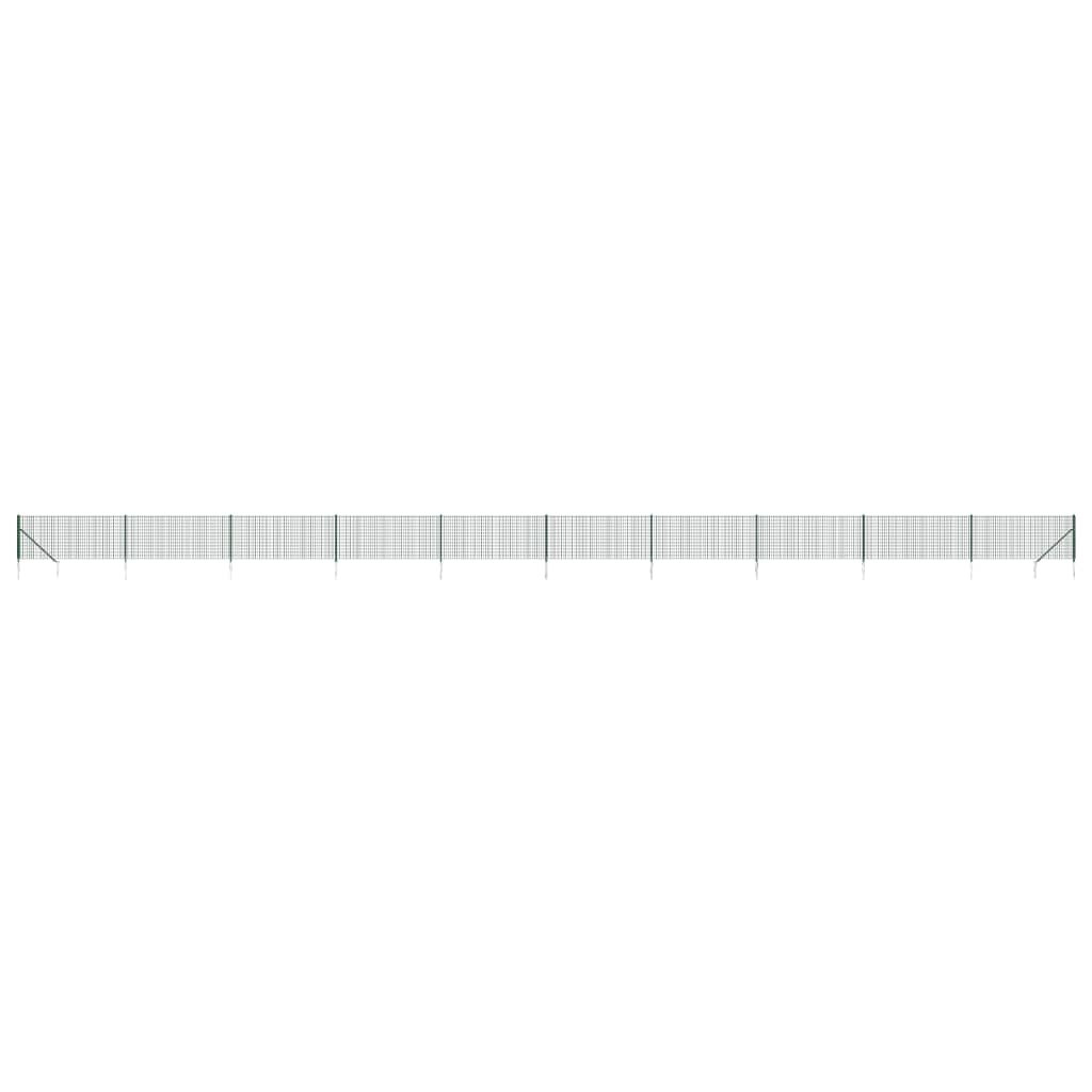 vidaXL Maschendrahtzaun mit Bodenhülsen Grün 0,8x25 m