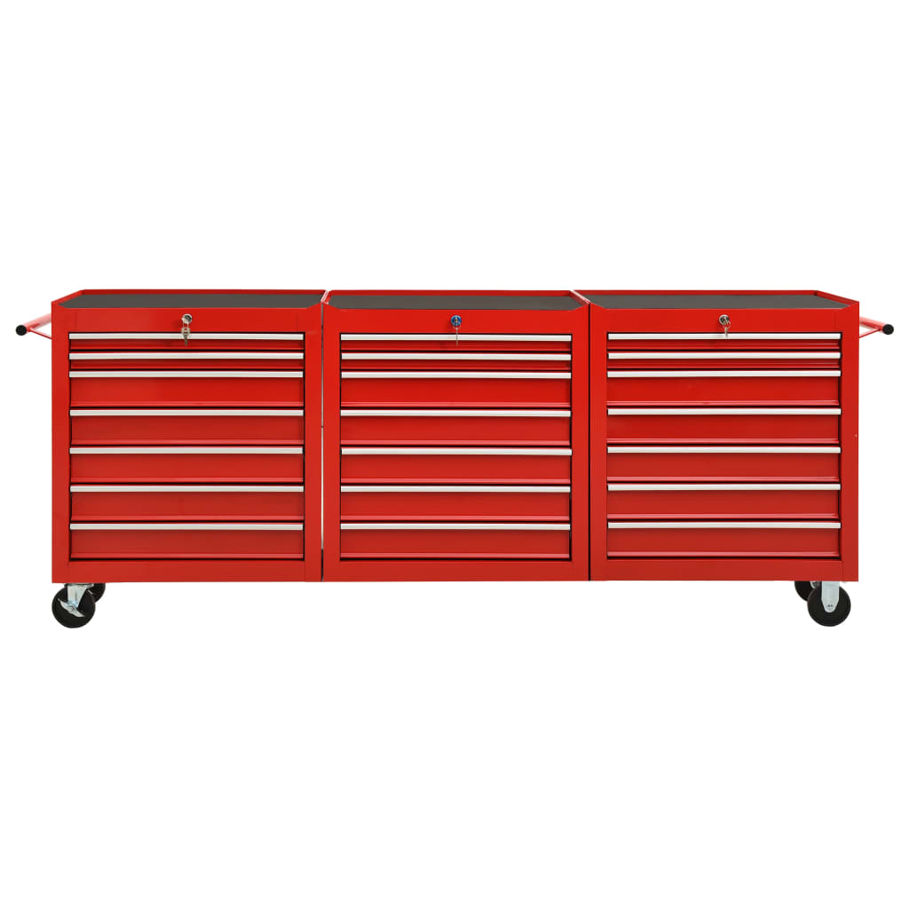 vidaXL Werkzeugwagen mit 21 Schubladen Stahl Rot