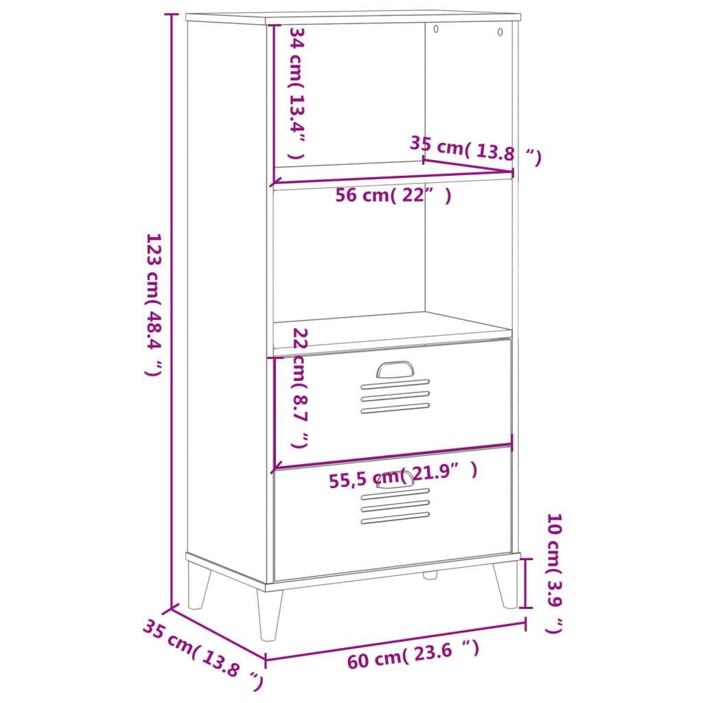 vidaXL Bücherschrank VIKEN Schwarz 60x35x123 cm Holzwerkstoff