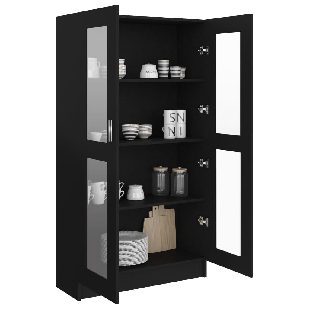 vidaXL Vitrinenschrank Schwarz 82,5x30,5x150 cm Holzwerkstoff