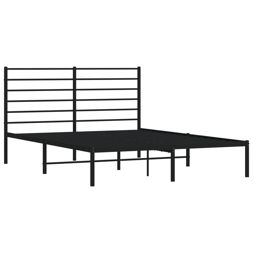 vidaXL Bettgestell mit Kopfteil Metall Schwarz 135x190 cm