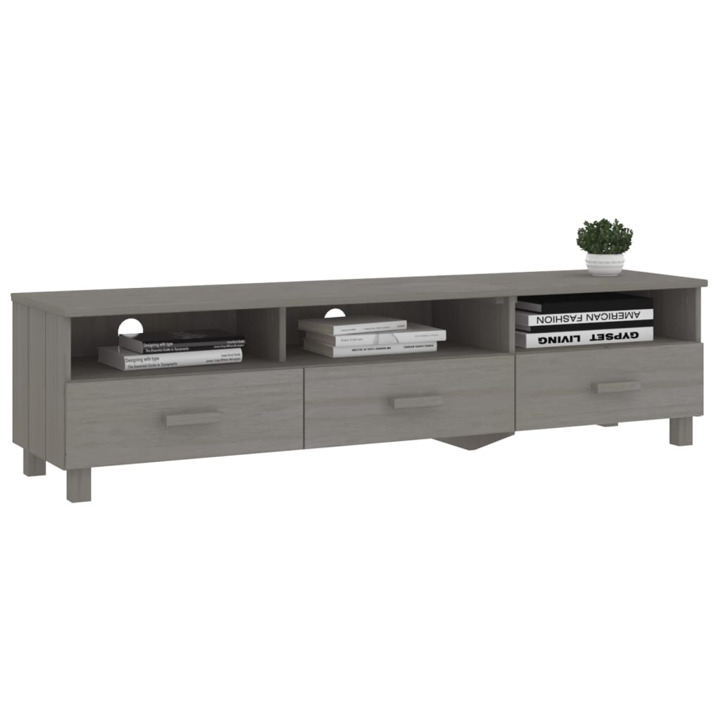 vidaXL TV-Schrank HAMAR Hellgrau 158x40x40 cm Massivholz Kiefer