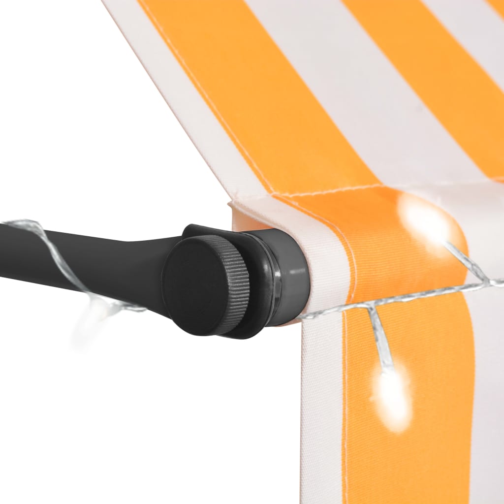 vidaXL Einziehbare Markise Handbetrieben mit LED 200 cm Weiß Orange