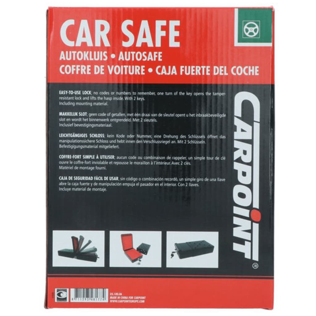 Carpoint Auto Safe Stahl 22,5x16x7,5cm Schwarz