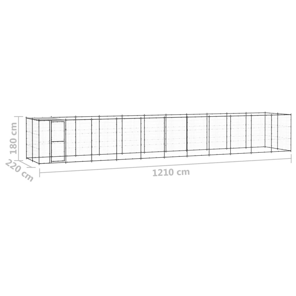 vidaXL Outdoor-Hundezwinger mit Überdachung Stahl 26,62 m²