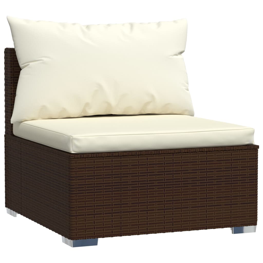 vidaXL 9-tlg. Garten-Lounge-Set mit Kissen Braun Poly Rattan