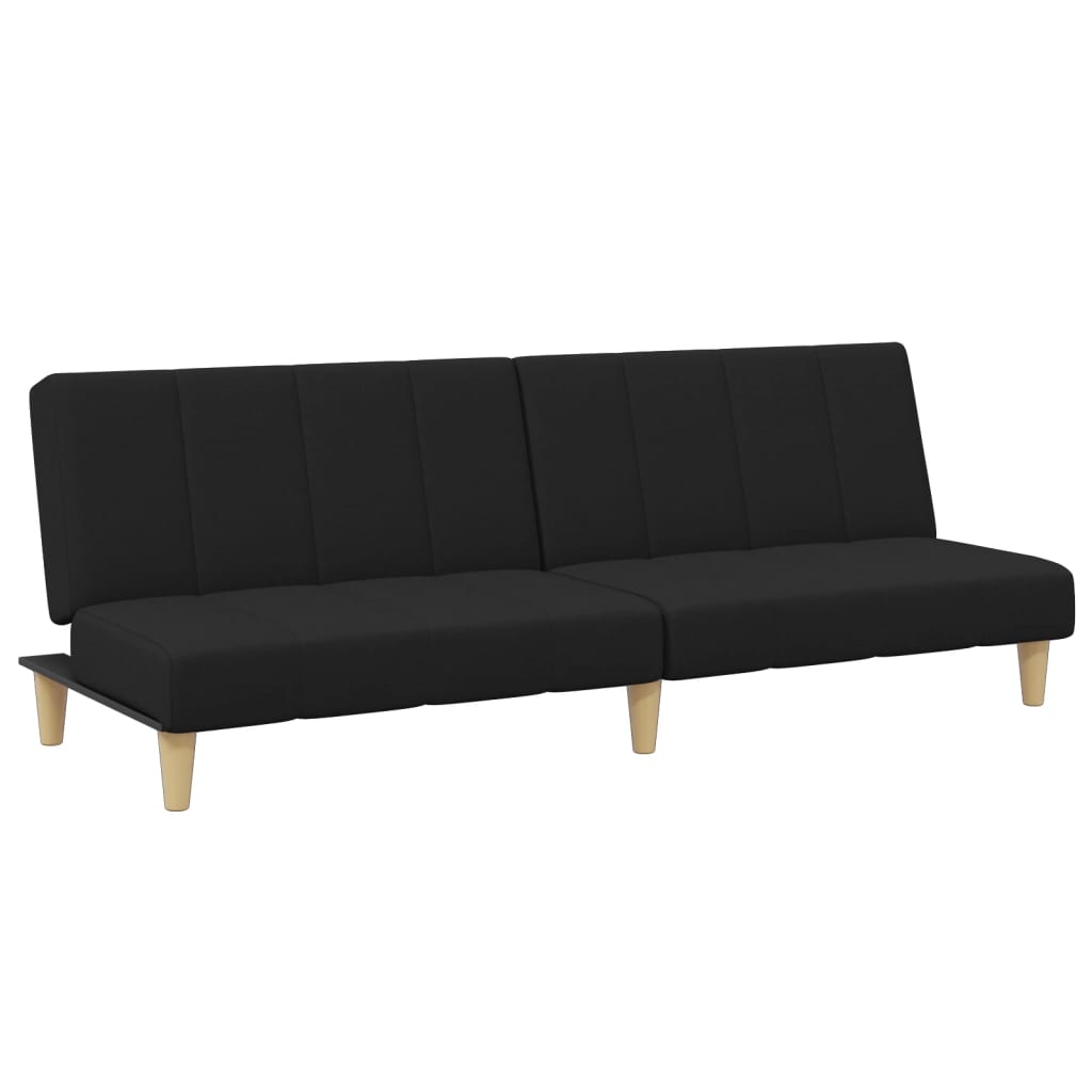 vidaXL Schlafsofa 2-Sitzer mit Fußhocker Schwarz Stoff