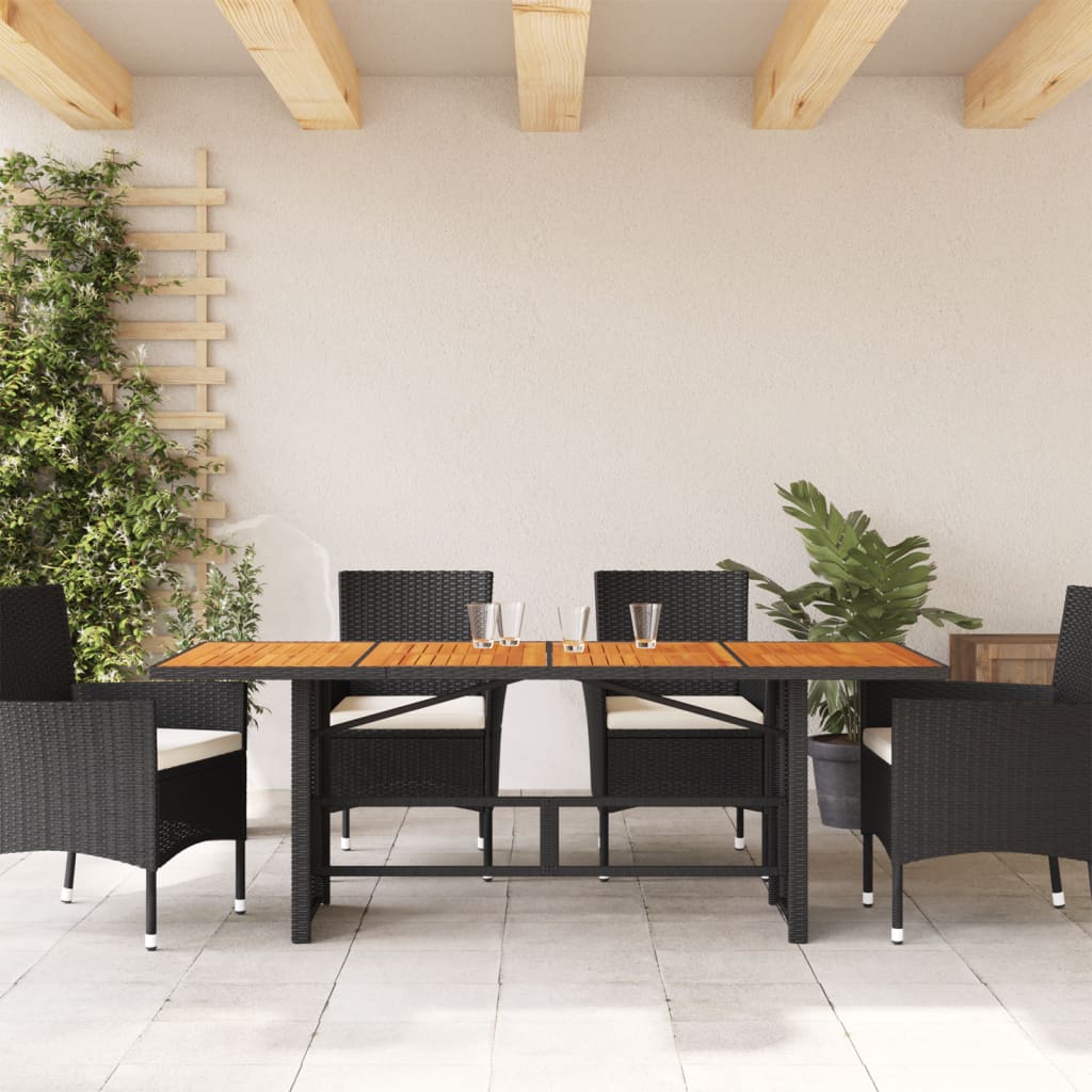vidaXL Gartentisch mit Akazienholz-Platte 190x80x74 cm Poly Rattan