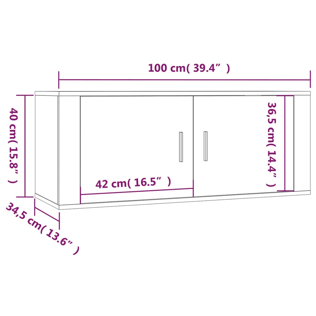 vidaXL TV-Wandschrank Räuchereiche 100x34,5x40 cm