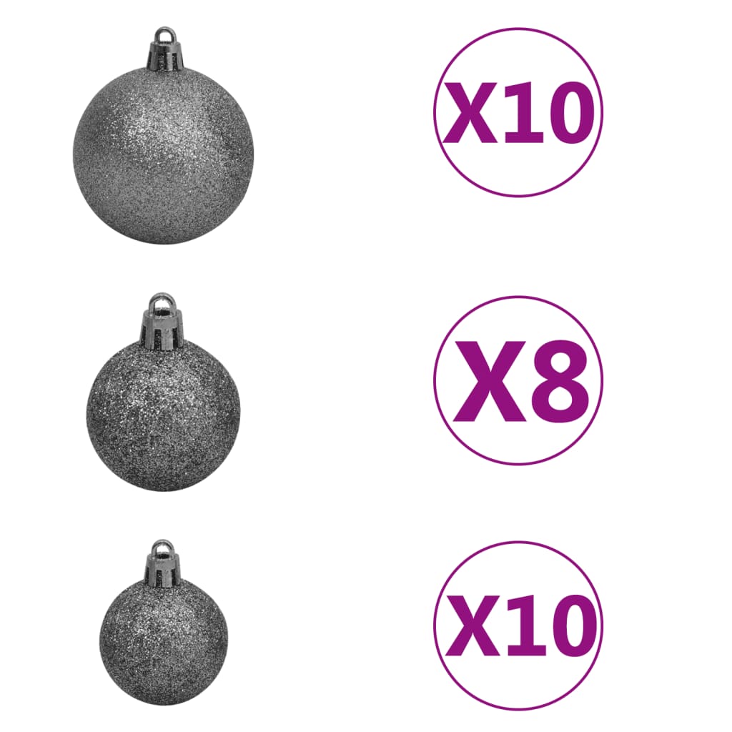 vidaXL 120-tlg. Weihnachtskugel-Set mit Spitze & 300 LEDs Weiß & Grau